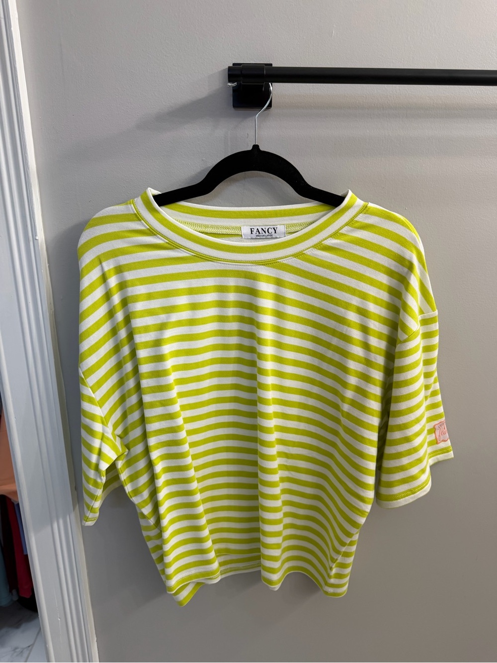 FANCY Neon Yellow & White Striped Tee